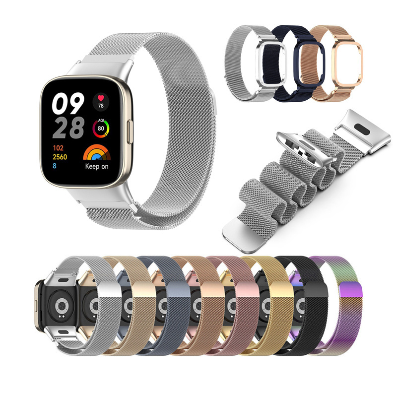 New Metal Stainless Steel Correa Milanese Loop Magnetic Mesh Smart Watch Straps Band For Xiaomi Redmi Watch 3