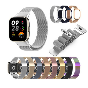 New Metal Stainless Steel Correa Milanese Loop Magnetic Mesh Smart Watch Straps Band For Xiaomi Redmi Watch 3