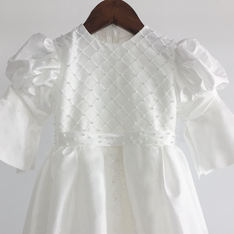 Infant Baby Girls Chrisom with Long Lace Baptism Dress Ivory Christening Gown with Bonnet