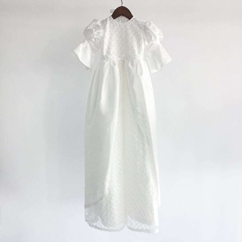 Infant Baby Girls Chrisom with Long Lace Baptism Dress Ivory Christening Gown with Bonnet