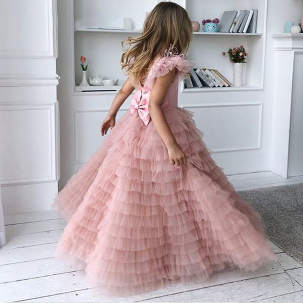 First Communion Dress Bow Girl Party and Birthday pageant Princess luxury flower girl dress