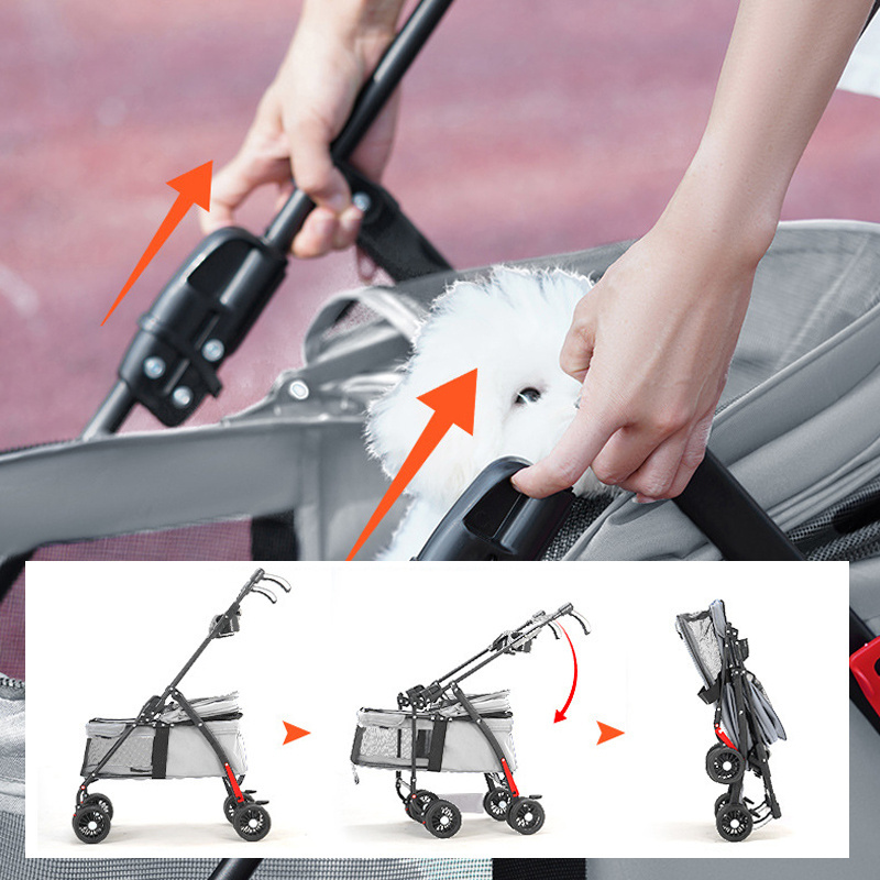 Aluminium 3-In-1 Stroller Pets For Small Medium Dogs Cat With Detachable Carrier Travel Pet Gear Stroller