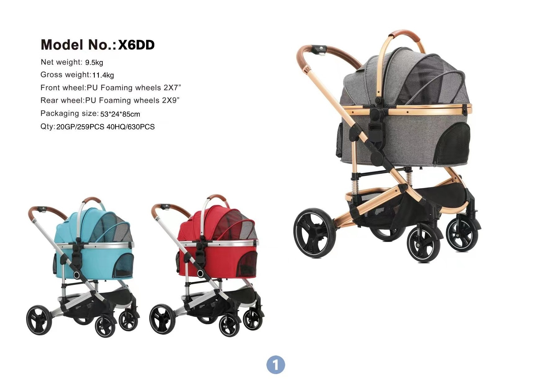 Wholesale Pet Folding Stroller Dog Stroller Pet Gear Metal Luxury Pet Stroller