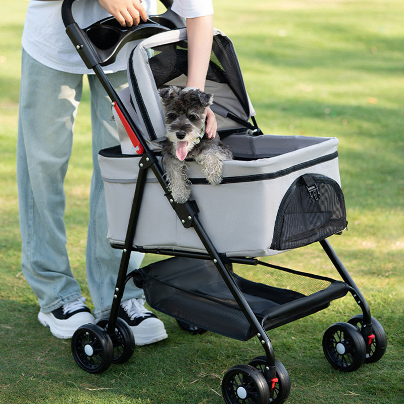 High Quality Folding Four-Wheeled Easy Walk Travel Carrier Carriage Cats Dogs Customized Small Pet Stroller