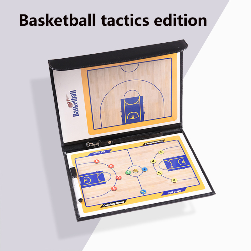 Professional basketball Tactics Board Sand Table Folding Leather Coach Plate Magnetic Tape Pen Tactics Board