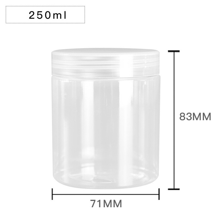 IBELONG Wholesale 250ml empty clear plastic sweet jars candy jar  with clear plastic cap