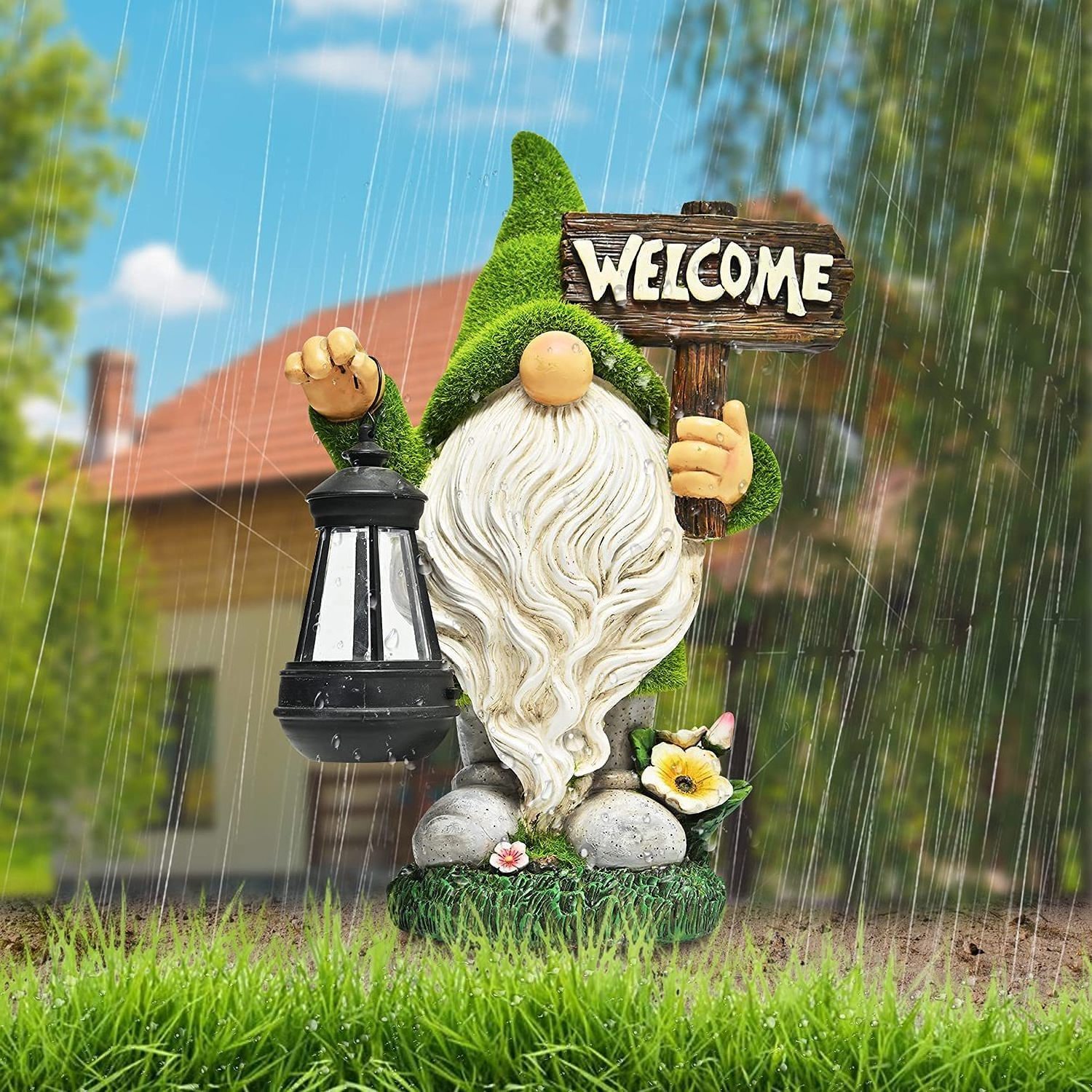 Resin Garden Statues Decorations Large Funny Fairy Gnomes Figurines Flocked Garden Gnome For Patio/Yard/Lawn Ornaments