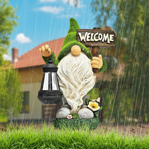 Resin Garden Statues Decorations Large Funny Fairy Gnomes Figurines Flocked Garden Gnome For Patio/Yard/Lawn Ornaments