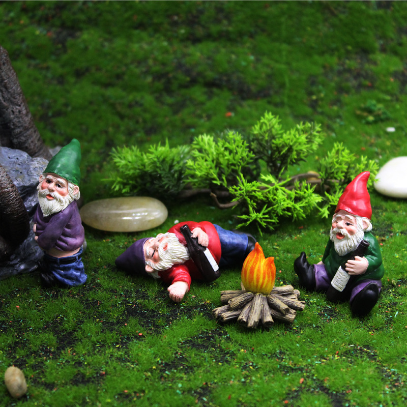 Wholesale Drunk Gnomes Decorations Fairy Garden Mini Naughty Funny Garden Gnomes For Desk Indoor Outdoor Yard Decor