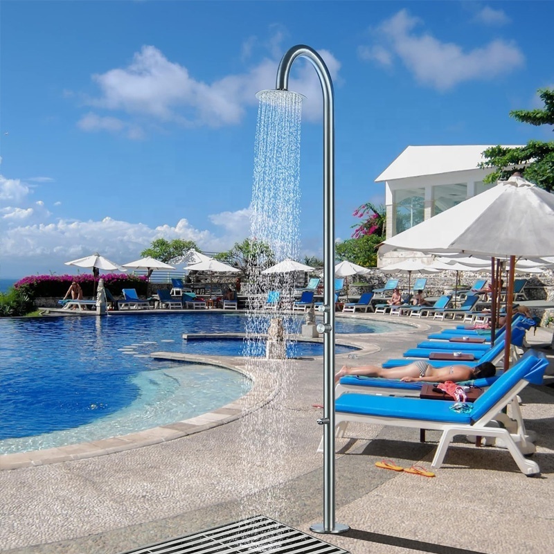 Stainless steel outdoor shower. Backyard garden pool beach solar outdoor standing shower faucet shower column