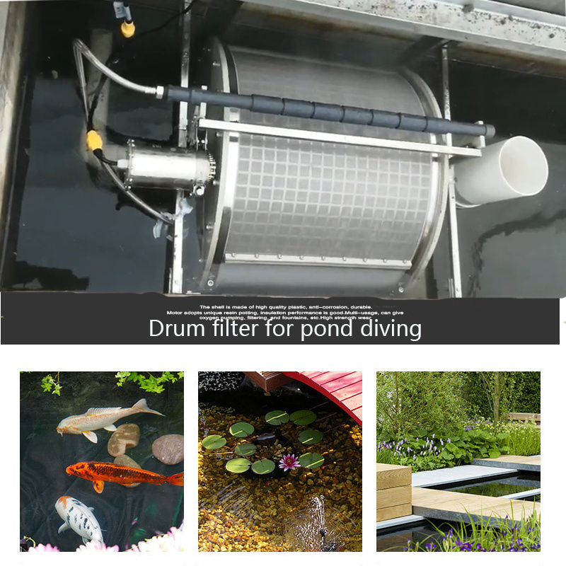 Rotary drum filter pond koi fish pond breeding system solid-liquid separation filter