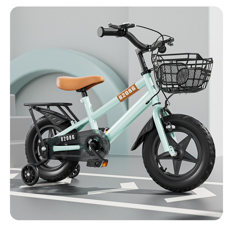 2024 Adjustable Seat Height High carbon steel frame Kids' bike With Training Wheel And Basket For boy & girl