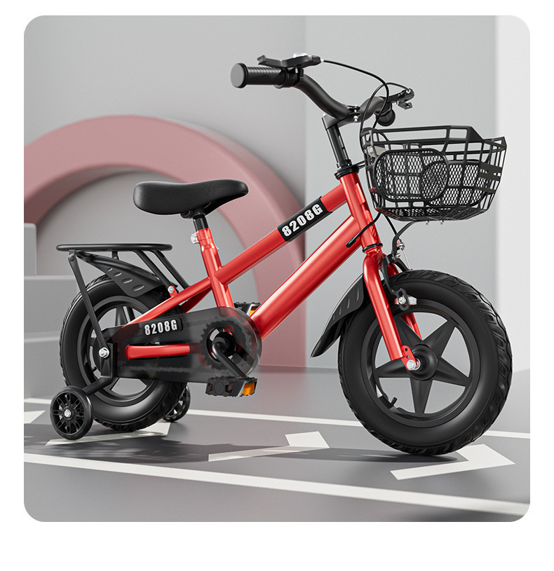 2024 Adjustable Seat Height High carbon steel frame Kids' bike With Training Wheel And Basket For boy & girl