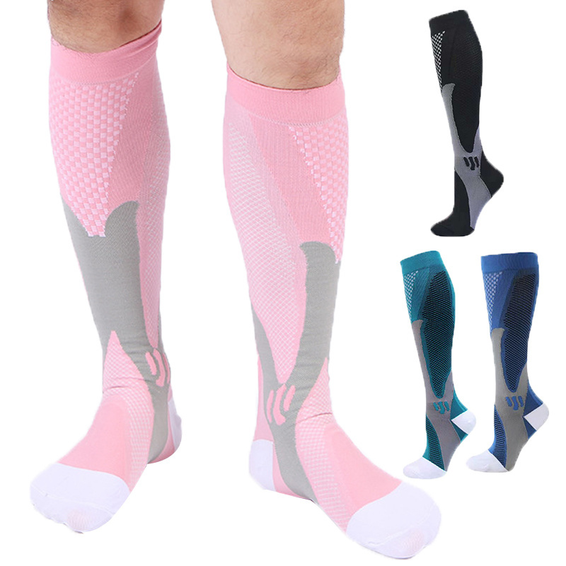 Customize nylon breathable bulk print green pink xxl running cycling soccer youth athletic long high compression football socks