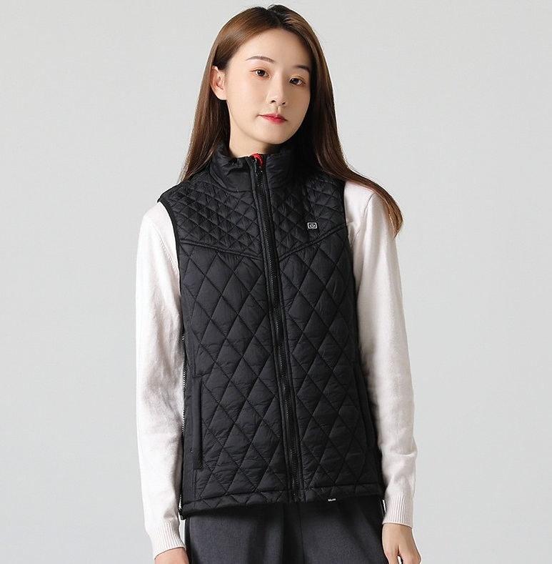 Women Pink Color USB Heating Waistcoat Down Vest for Cold Weather Women Heated Down Vest For Winter