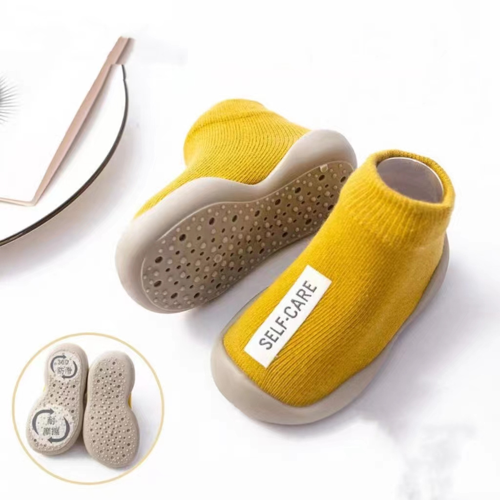 China supplier Newborn Baby Shoes Infant Indoor Rubber Sole Baby Socks Knit Booties Anti-slip