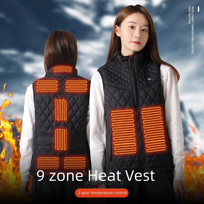 Women Pink Color USB Heating Waistcoat Down Vest for Cold Weather Women Heated Down Vest For Winter