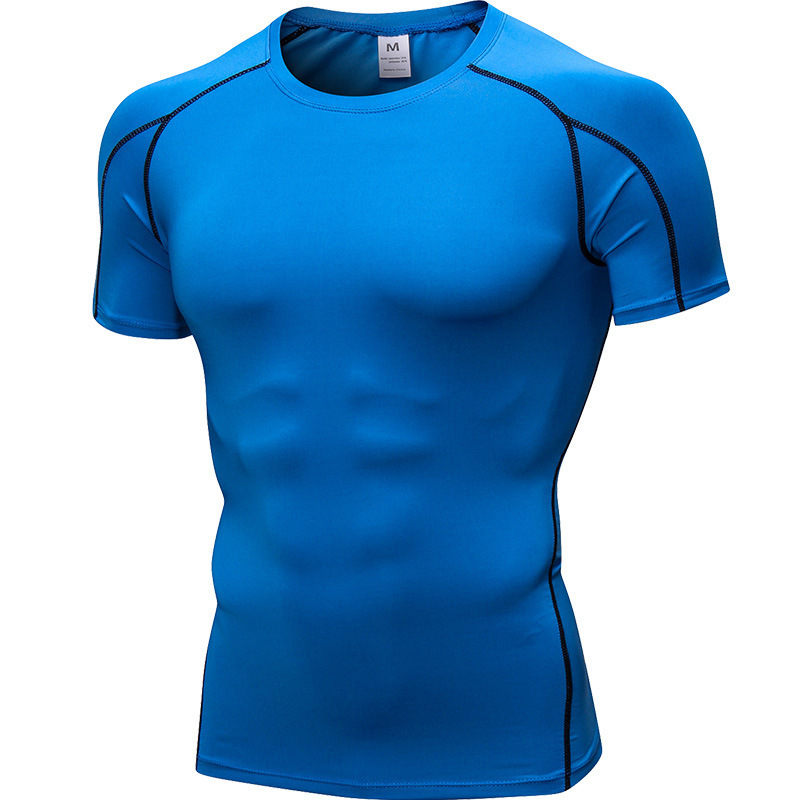 Mens Compression Shirts Short Sleeve Running Athletic fitness gym Workout Shirt