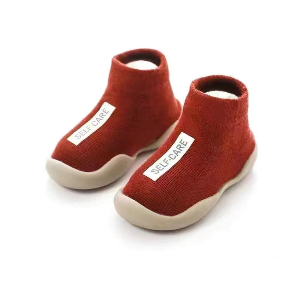 China supplier Newborn Baby Shoes Infant Indoor Rubber Sole Baby Socks Knit Booties Anti-slip