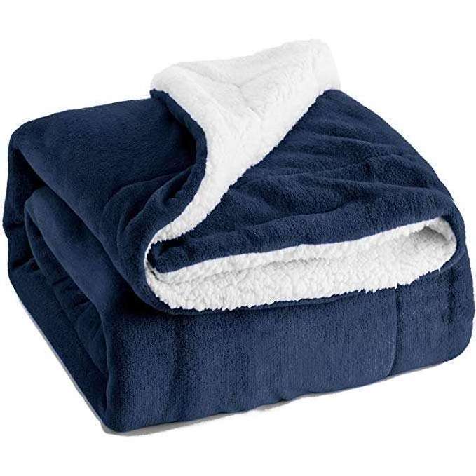 Wholesale Recycled Sofa Blanket Flannel Sherpa Fleece Reversible Throw Blanket