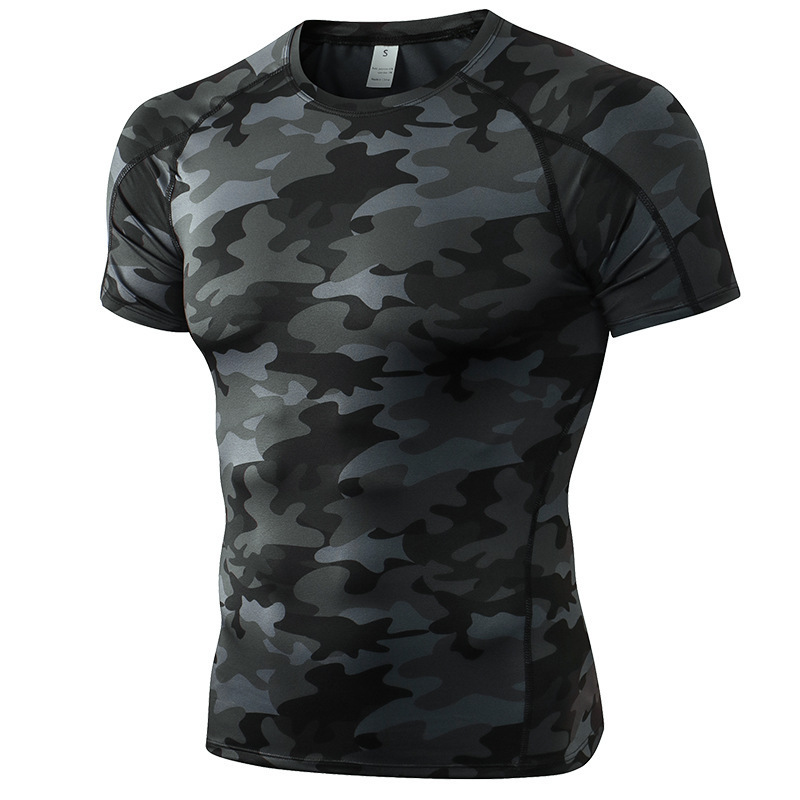 Mens Compression Shirts Short Sleeve Running Athletic fitness gym Workout Shirt