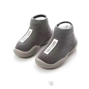 China supplier Newborn Baby Shoes Infant Indoor Rubber Sole Baby Socks Knit Booties Anti-slip