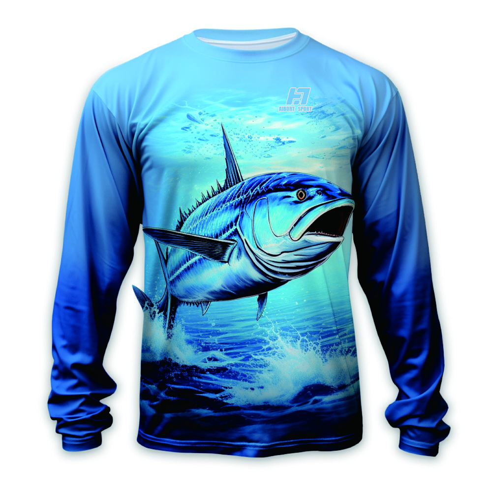 Aibort Wholesale Custom Sublimation Design Popular Blank  Over sized  Long Sleeve Print design Plain Fishing Shirt/