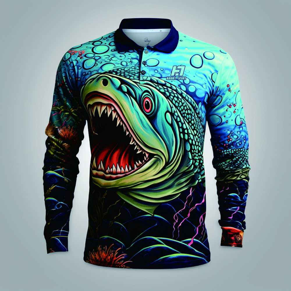 Aibort Wholesale Custom Sublimation Design Popular Blank  Over sized  Long Sleeve Print design Plain Fishing Shirt/