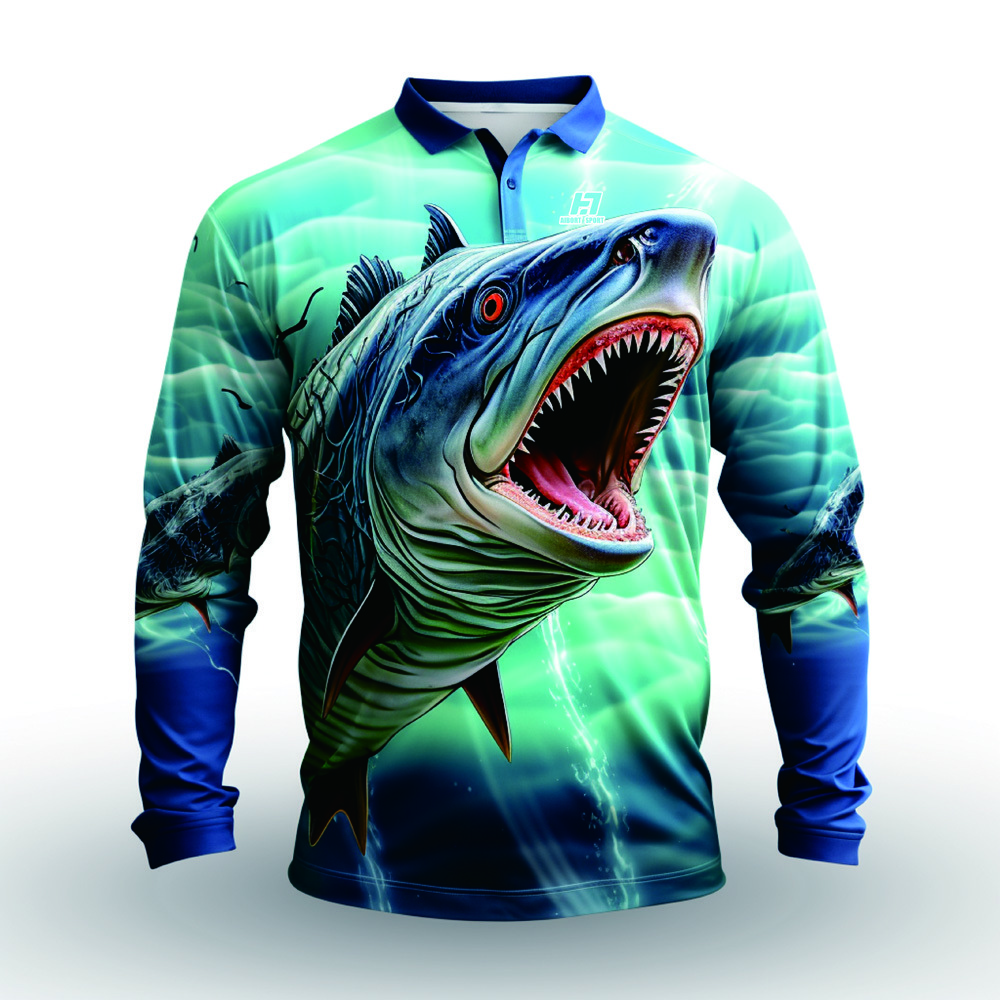 Aibort Wholesale Custom Sublimation Design Popular Blank  Over sized  Long Sleeve Print design Plain Fishing Shirt/