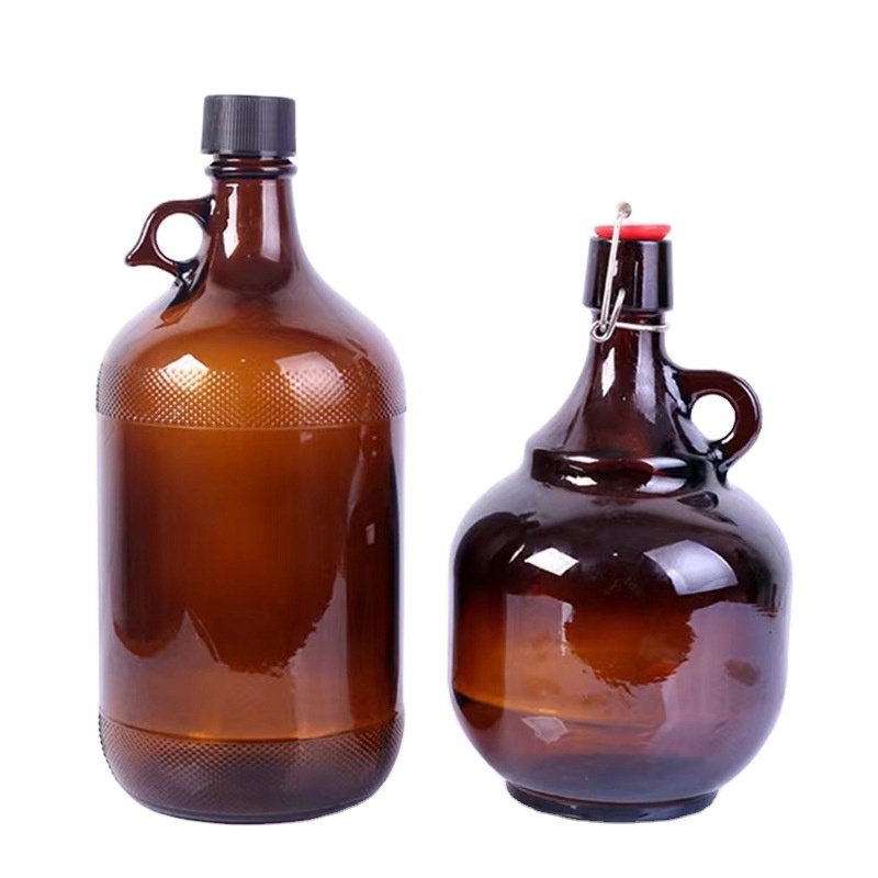 Aibote Wholesale 1 Gallon 2.5 Liter Empty Giant California Amber Glass Liquor Beer Wine Bottle