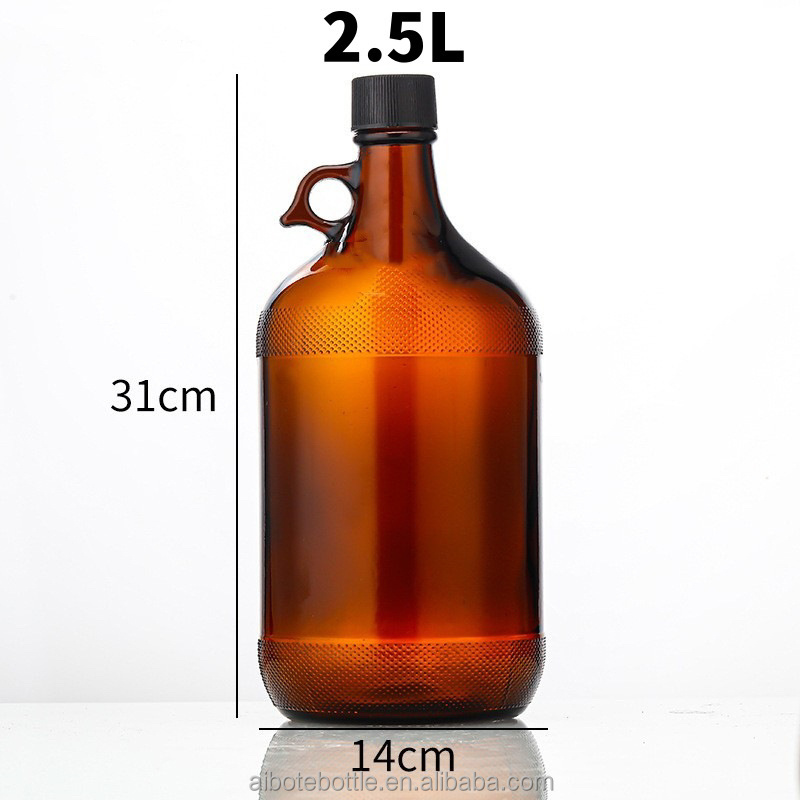 Aibote Wholesale 1 Gallon 2.5 Liter Empty Giant California Amber Glass Liquor Beer Wine Bottle