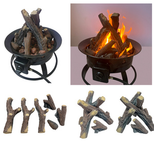 Ceramic Logs for Propane Fire Pit or Gas Fireplace Small Fake Wood Logs Set 6-Piece