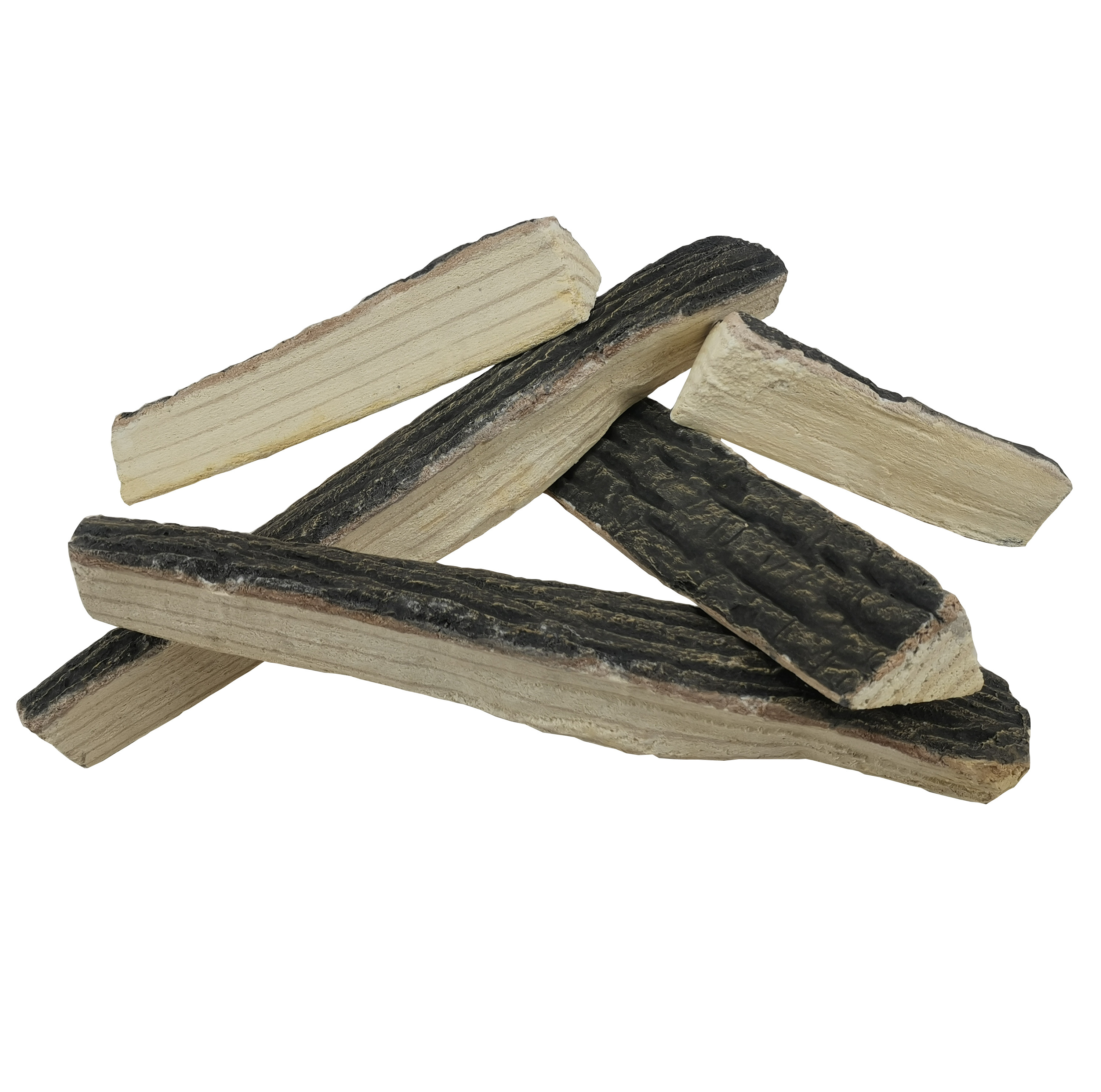 Ceramic Logs for Propane Fire Pit or Gas Fireplace Small Fake Wood Logs Set 5-Piece