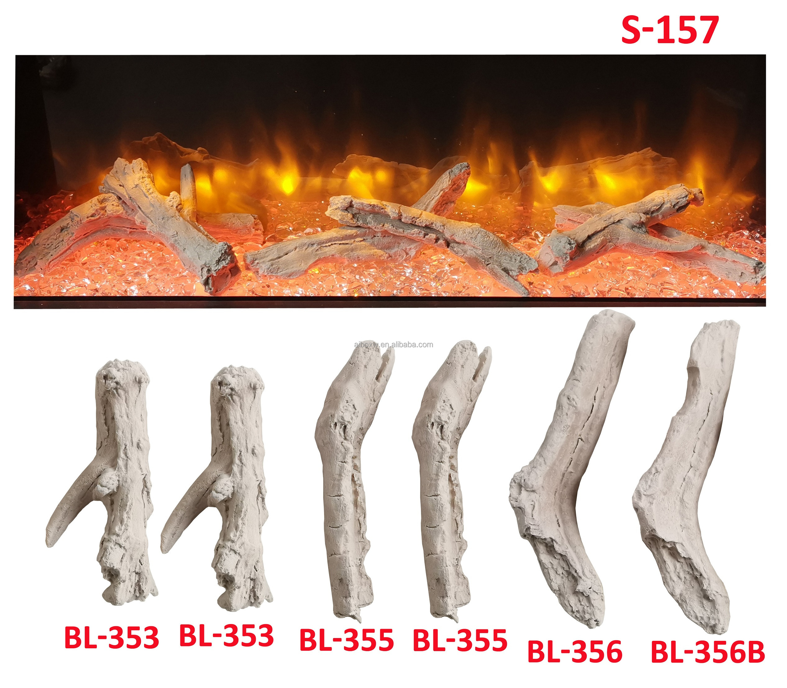 Gas Log for Ethanol Electric Indoor Outdoor Fireplace