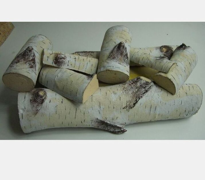 Ceramic White Birch log for fireplace fire pit decoration