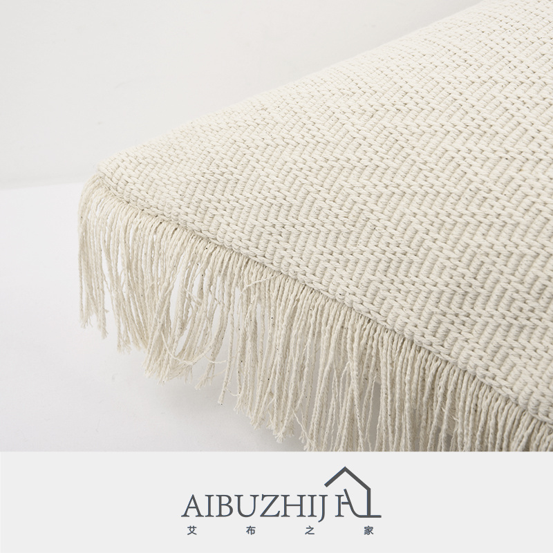 AIBUZHIJIA Tassel Pillow Cover Decorative Beige Cotton Linen Macrame Cushion Cover for Couch Sofa Bed and Outdoor