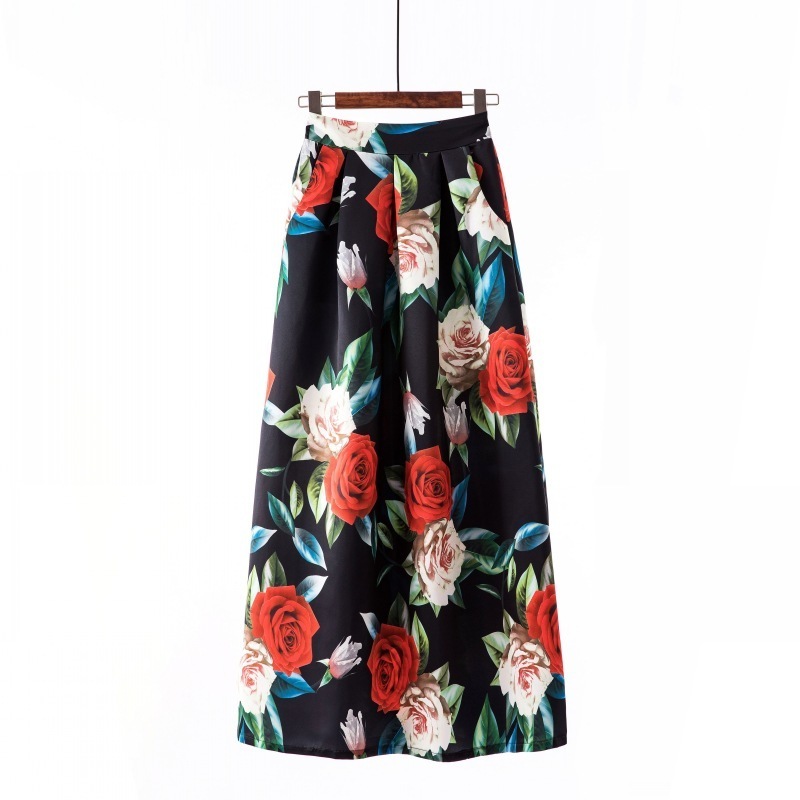 Wholesale 2022 fashion summer sexy Women long print Large swing A-line skirt (C1090)