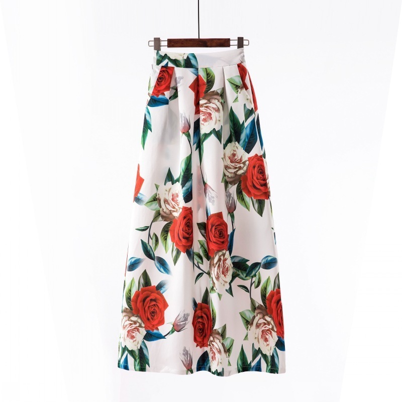 Wholesale 2022 fashion summer sexy Women long print Large swing A-line skirt (C1090)