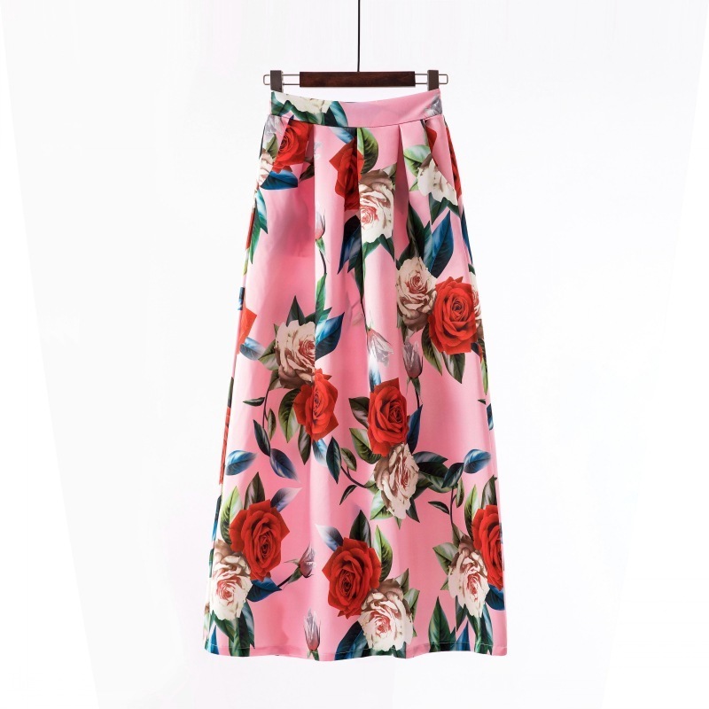 Wholesale 2022 fashion summer sexy Women long print Large swing A-line skirt (C1090)