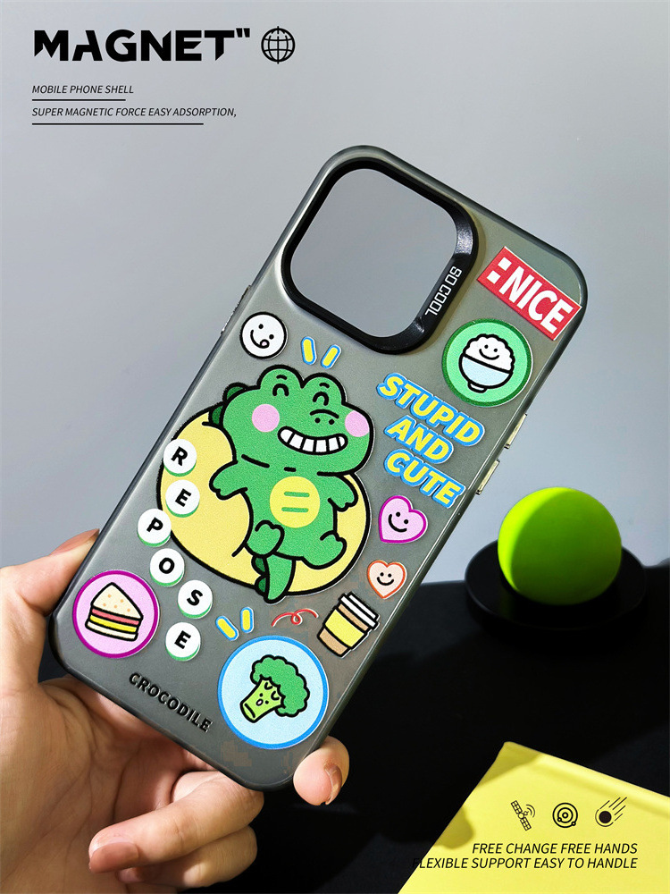 Lovely Frog Cartoon IMD hard Phone Case for iPhone 15 14 13 Pro 12 11 Pro Back Cover