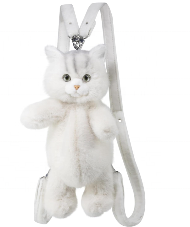 Stuffed Realistic Cat Plush Backpack - Animal Purse for Kids Cute and Soft Stuffed Animal Backpack with Adjustable Straps