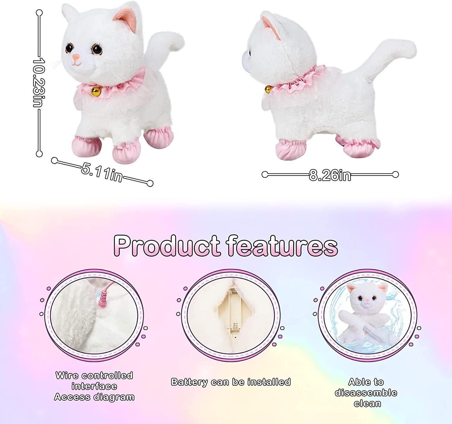 Interactive Electronic Plush Toy Walking and Barking Robot Cat Plush Cat Remote Control Kitten for Girls