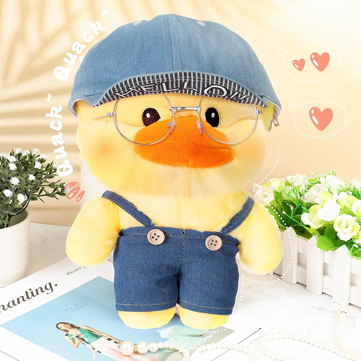 12 Inch Duck Stuffed Animals Clothes Accessories Include Cute Clothes Glasses Hat Kawaii Plush Doll Clothes Customized Unisex