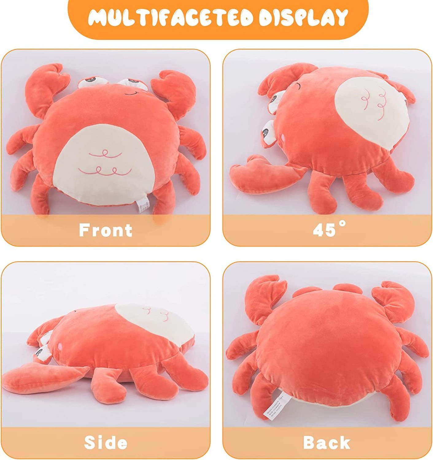 Crab Stuffed Animal Plush Pillow, Stuffed Crab Plush Toy Orange Crab Toy Gifts Stuffed Animals