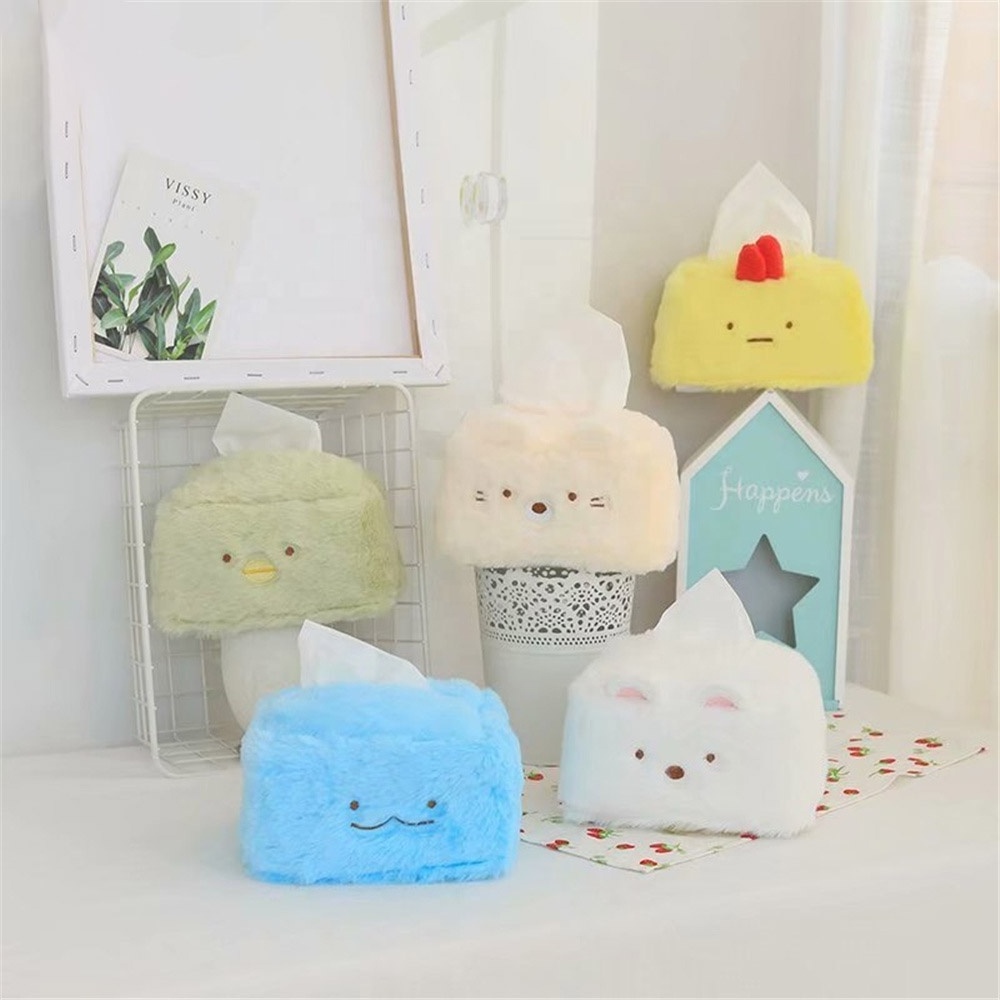 Baby safe cute soft peluches sumikko gurashi plush with napkins tissue Case