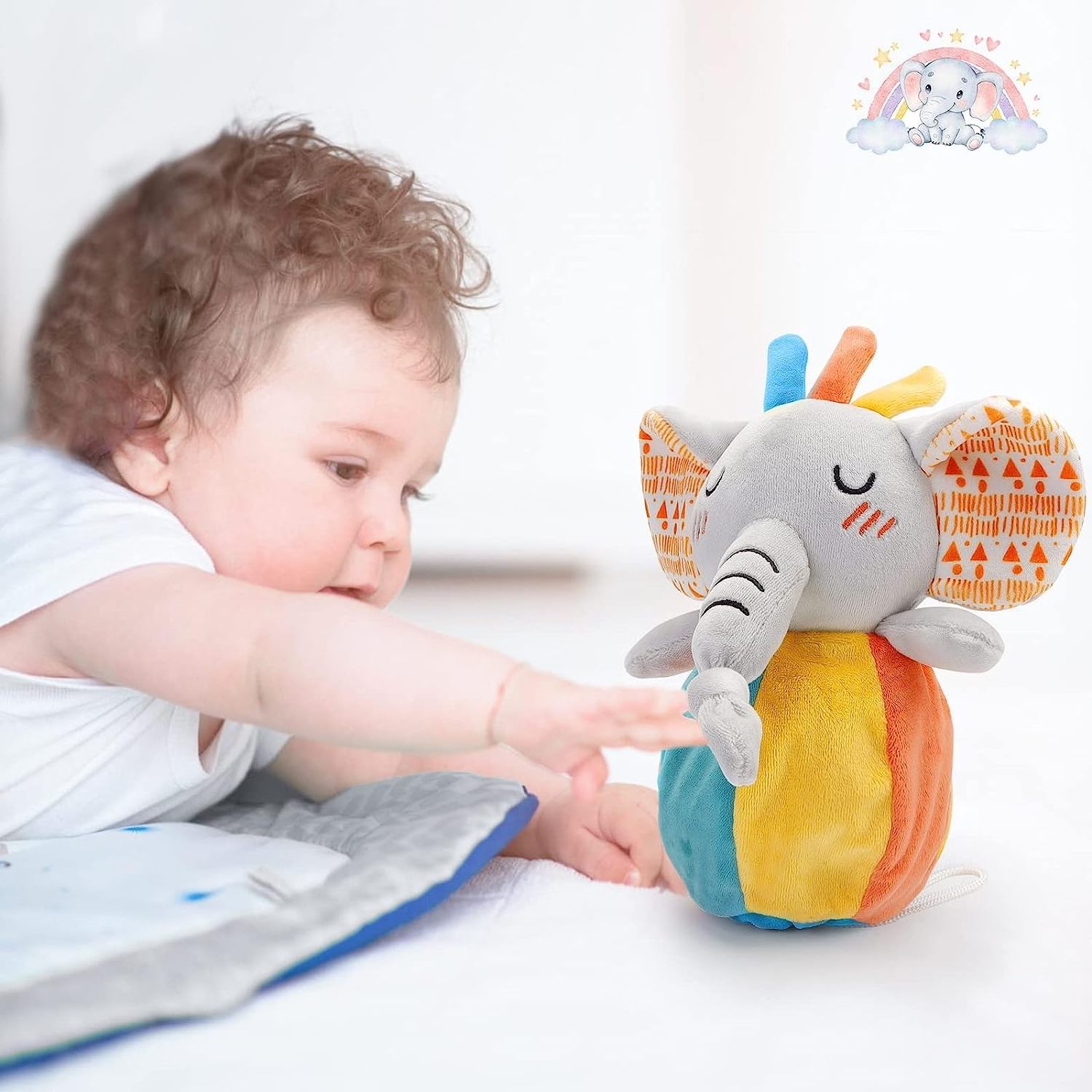 Soft Baby Toy Elephant for Babies, Sensory Baby Toy with Stuffed Animal Plush Security Blankets for Girls and Boys