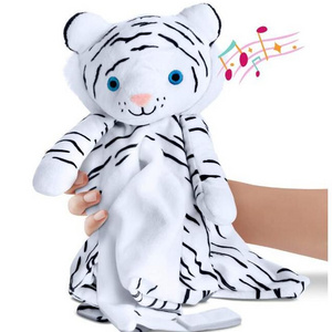 Factory comforter sleeping doudou toy/super soft cute Deer baby blanket toy for infant baby use with heartbeat sound