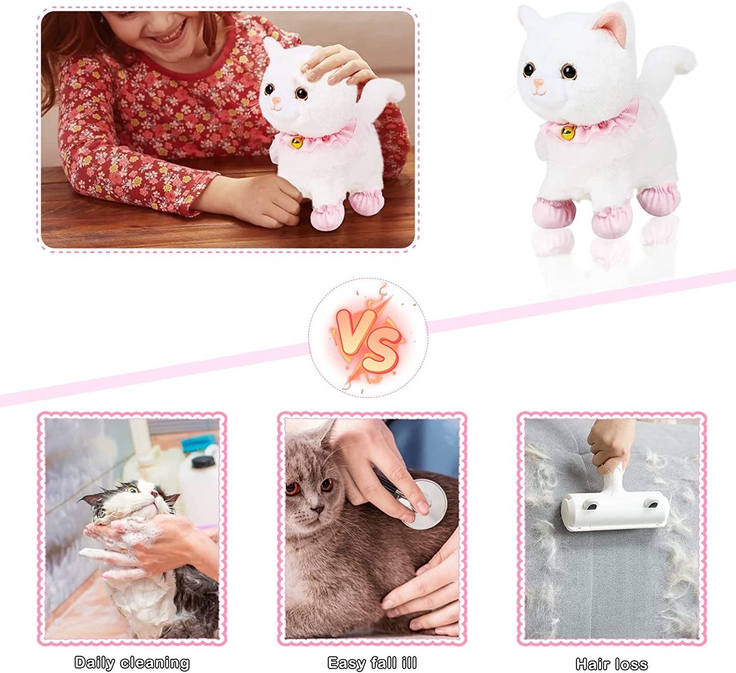 Interactive Electronic Plush Toy Walking and Barking Robot Cat Plush Cat Remote Control Kitten for Girls