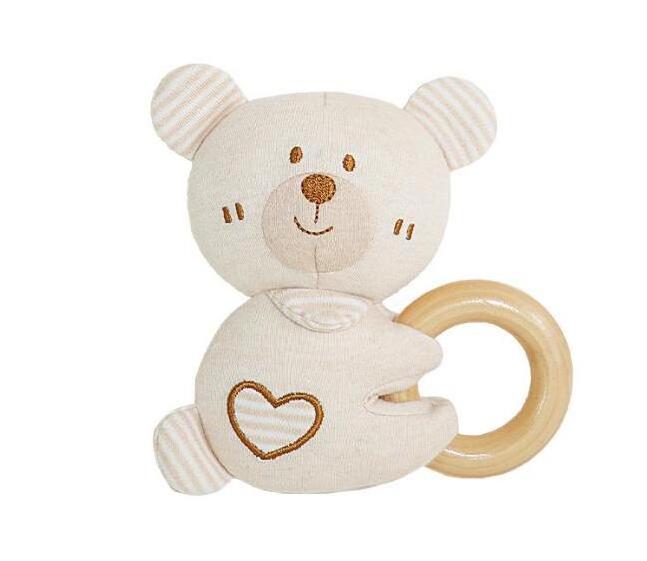 Wholesale Lovely Organic Baby Rattle Toys 100% Organic cotton hand rattle BB stick toy