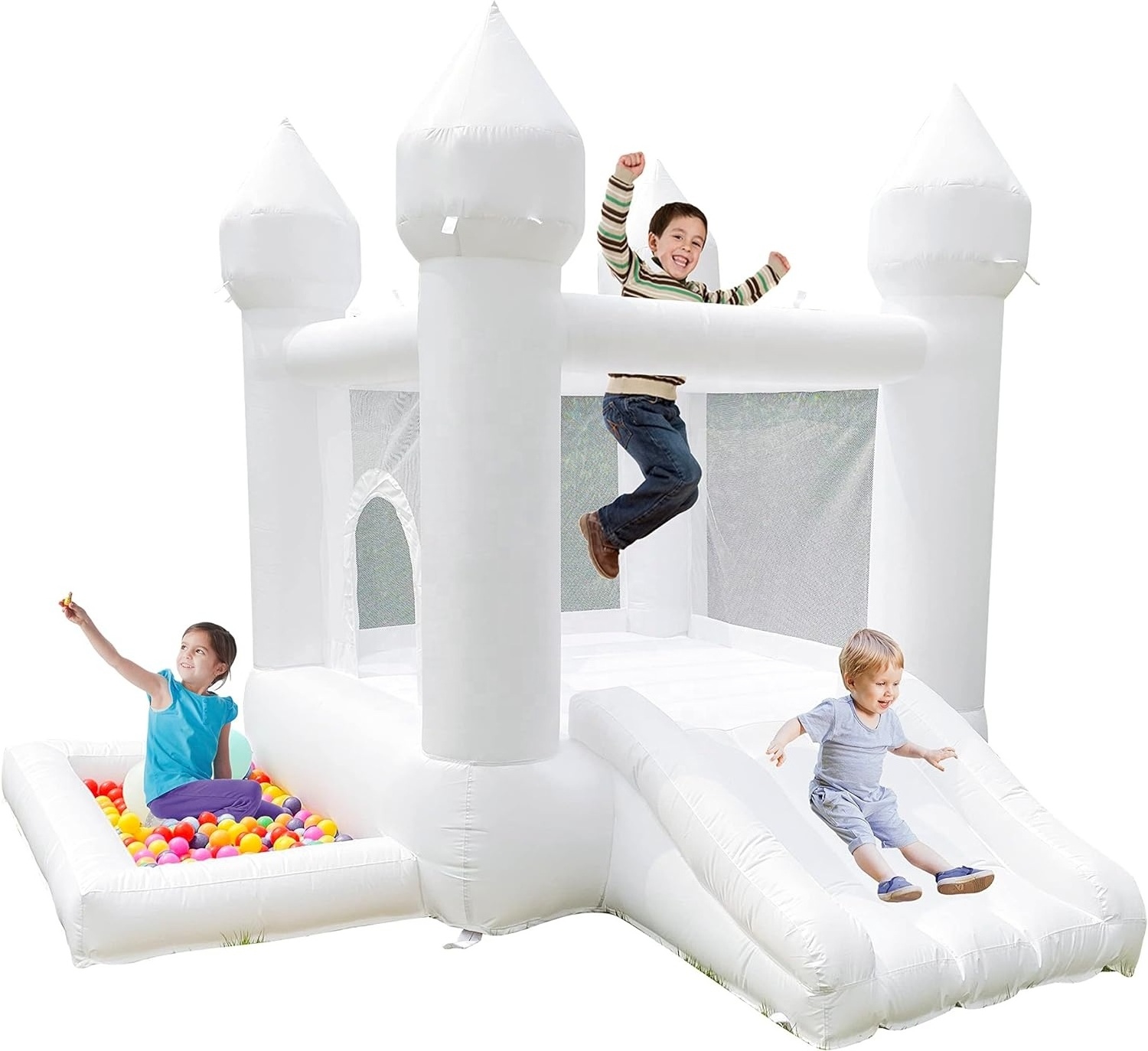 Hote sale white  Inflatable trampoline castle theme kids bounce house